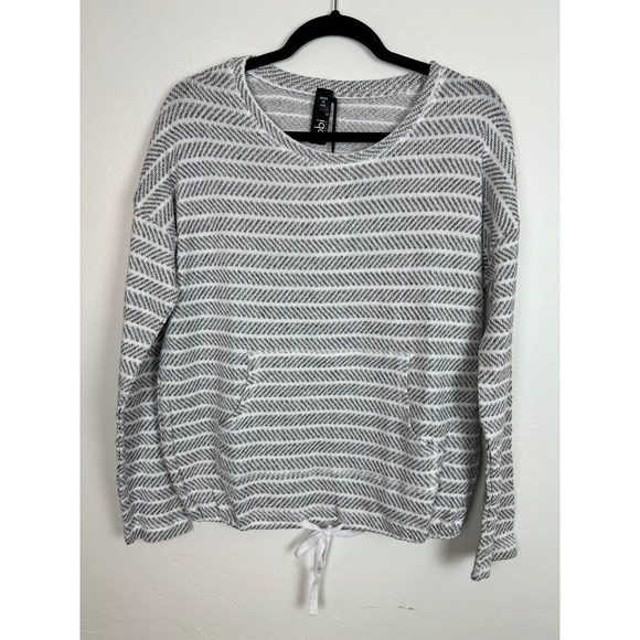 NWT Bobi Los Angeles Striped Sweater w/Tie Waist and Pocket - Picture 1 of 7